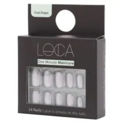 Picture of LOCA PRESS ON NAILS SILVER GLITTER OVAL SHAPE NO.3    0024