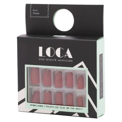 Picture of LOCA PRESS ON NAILS MATTE BURGUNDY OVAL SHAPE NO.13   0178