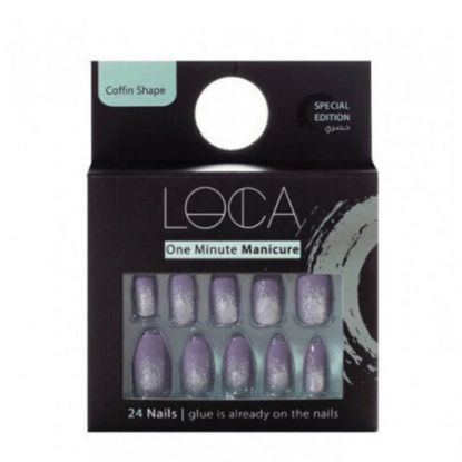 Picture of LOCA NAILS PURPLE GLITTER COFFIN SHAPE  S3    0246