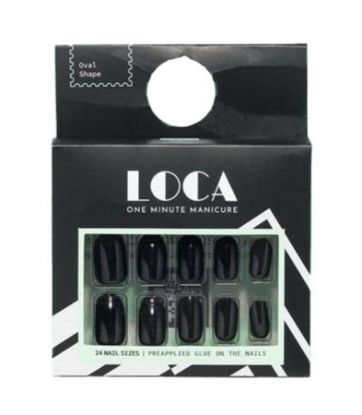 Picture of LOCA PRESS ON NAILS BLACK OVAL SHAPE NO.1      0123