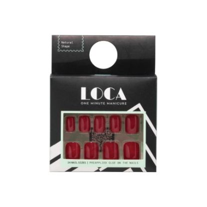 Picture of LOCA PRESS ON NAILS RED NATURAL SHAPE NO.8   0147
