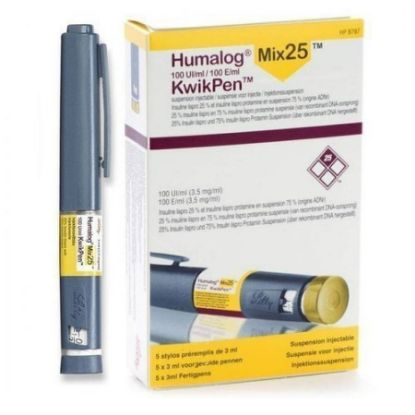 Picture of HUMALOG MIX 25 - 100 IU/ML 3 ML 5 CART (KIWIKPEN)