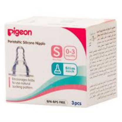 Picture of PIGEON SILICONE NIPPLE SLIM NECK 0-3M S 3 PC BOX N17351-3513