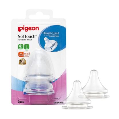 Picture of PIGEON SOFTOUCH 9+M LL PLUS NIPPLE WIDE NECK 2PC N14350-6574
