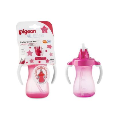 Picture of PIGEON PETITE STRAW BOTTLE - PINK - 150 ML