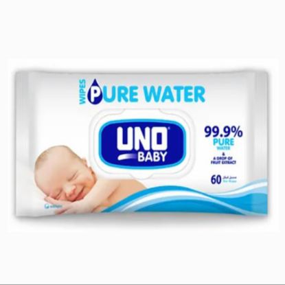 Picture of UNO BABY PURE WATER WIPES 60 WIPES 5267