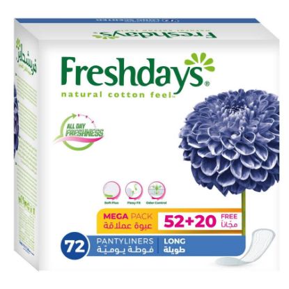 Picture of FRESHDAYS PANTYLINERS LONG MEGA (52+20 F) 6 X 72 PANT 8072