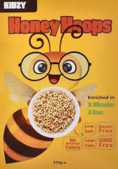 Picture of KIDZY  CORNFLAKES HONEY HOOPS  8 X 375 GR