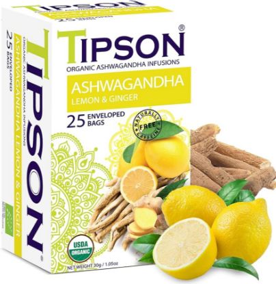 Picture of TIPSON ORGANIC ASHWAGANDHA WITH LEMON & GINGER 25 TEA BAG