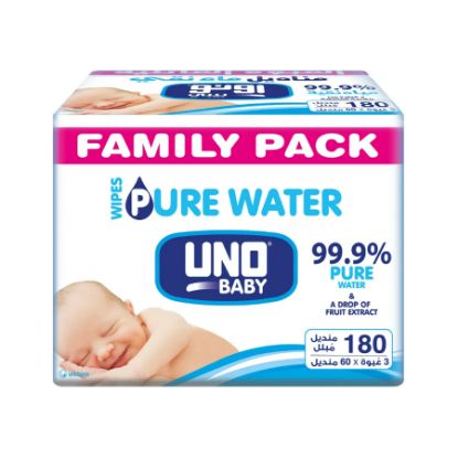Picture of UNO PLUS PURE WATER WIPES FAMILY PACK4(3X60) 5365