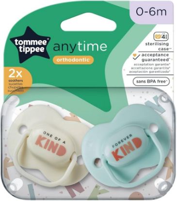 Picture of TOMMEE TIPPEE ANY TIME 2 SILICONE SOOTHERS 0-6 M 3544