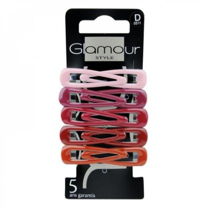 Picture of GLAMOUR  HAIR SNAP CLIPS MIX RED 10 PCS