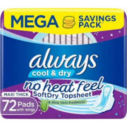 Picture of ALWAYS COOL/DRY MAXI THICK 72 PADS WITH WINGS