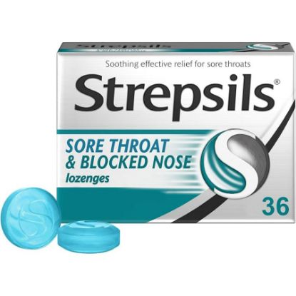 Picture of STREPSILS SORE THROAT & BLOCKED NOSE 36 LOZENGES