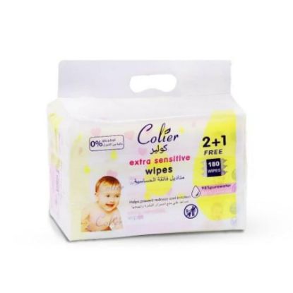 صورة كولير مناديل اطفال مبللة 180منديل ازرق خالي من العطر