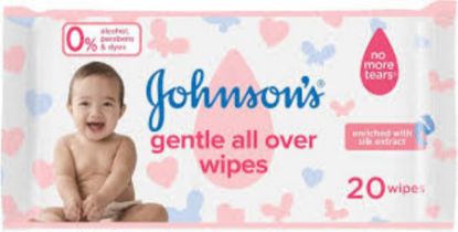 صورة جونسون مناديل لتنظيف لطيف لكامل البشرة 20 منديلا