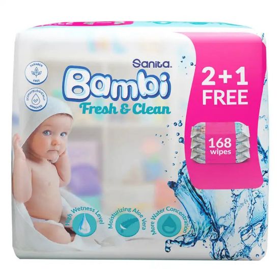 صورة WB123R   - بامبي مناديل مبلله بالكاموميل (لوشن) (12 × 64) W105 - W 115
