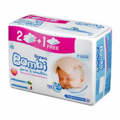 Picture of BAMBI WET WIPES PURE SENS 12X64 - 4 X (2+1 FREE) WB143R01 19