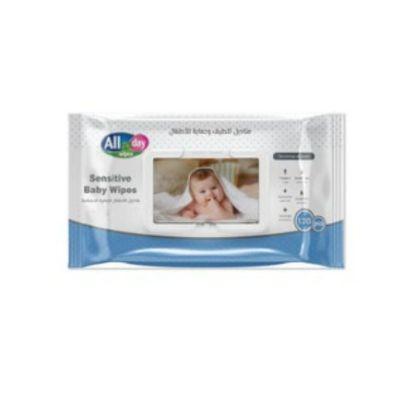 Picture of ALL DAY BABY WIPES (BLUE)-120 WIPES WITH LID (SENSITIVE