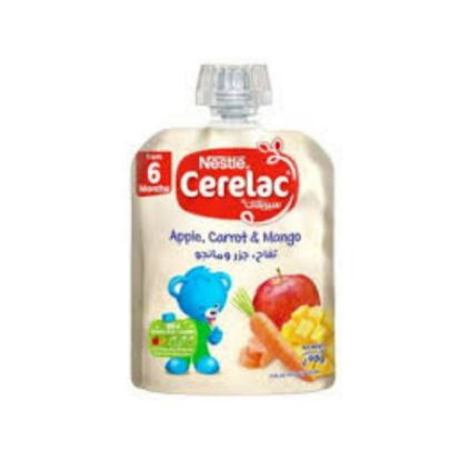 Picture of CERELAC PUREE APPLE MANGO CARROT (4*90G) FAMILY PACK+6 MNTHS