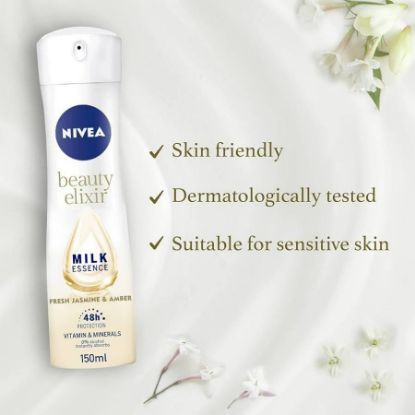 Picture of NIVEA DEO SPRAY BEAUTY ELIXIR WHITE JASMINE&AMBER 150 ML 715